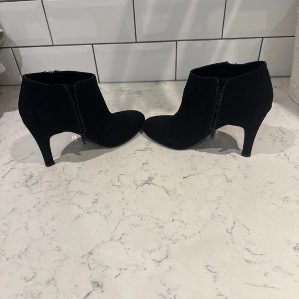 Elegant Black Suede Heeled Boots for Women
